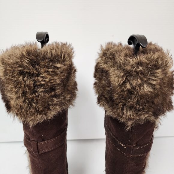 American Eagle Outfitters Brown Faux Fur Suede Boots Size 9 - Picture 9 of 11